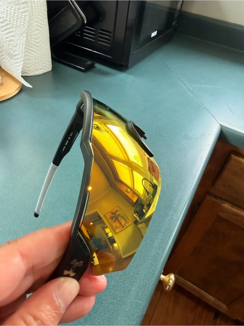 Under Armour Performance Wraparound Sunglasses in Amber/Gold Mirror
